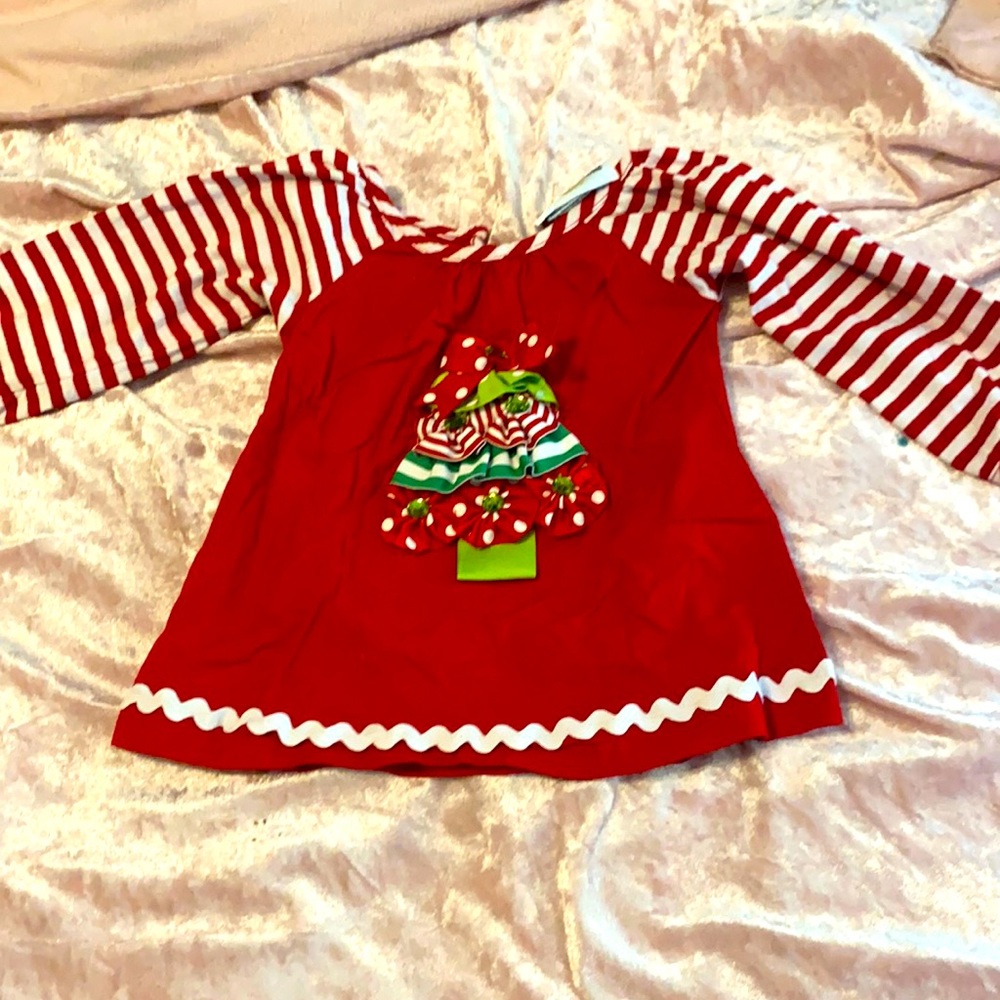 Red and white striped Christmas shirt